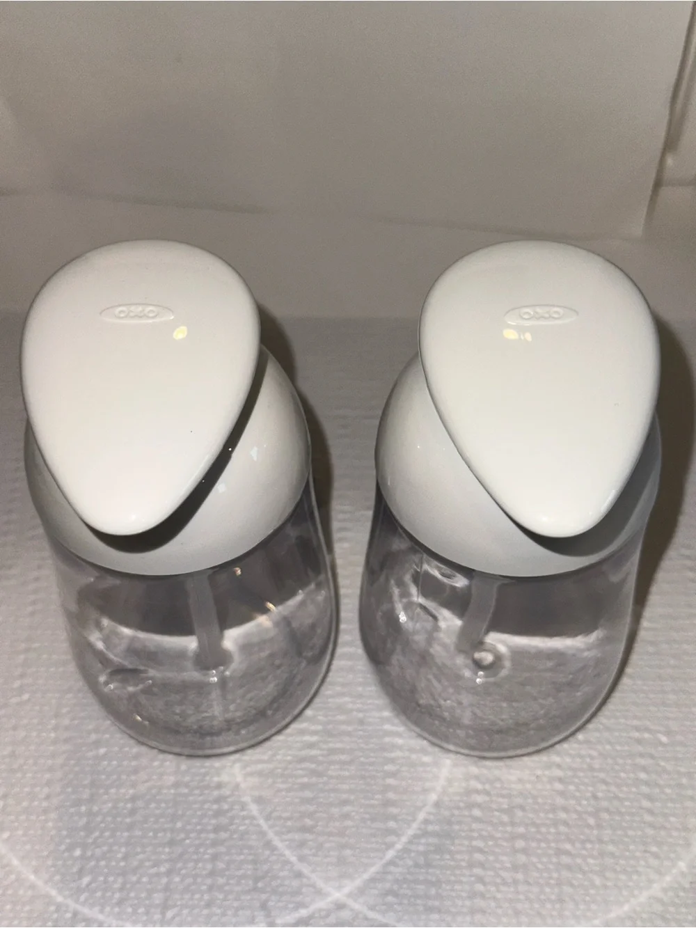 OXO Clear Plastic Hand Soap Dispenser with White Pump - Set of 2